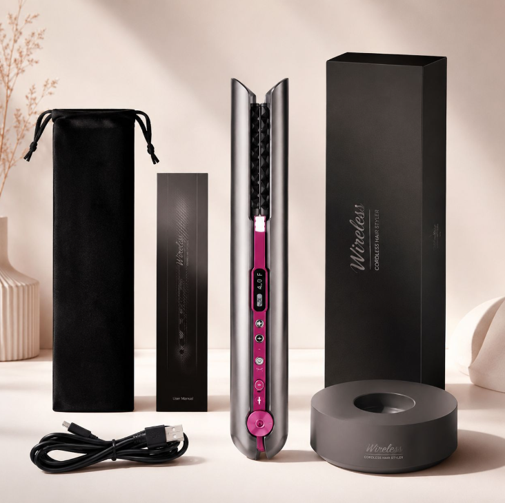 Wireless Cordless Hair Styler – Ceramic Straightener & Curler