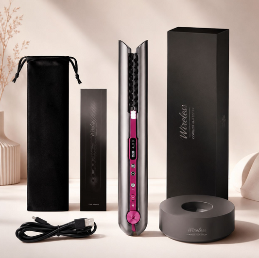 Wireless Cordless Hair Styler:  Ceramic Straightener & Curler